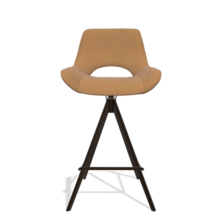 Barstoel Matera 6483 in Leder B947 (karamel), poten in espresso, vooraanzicht