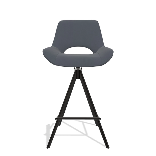 Sgabello da bar Matera 6483 in Pelle B961 (grigio scuro), gambe in nero, vista frontale