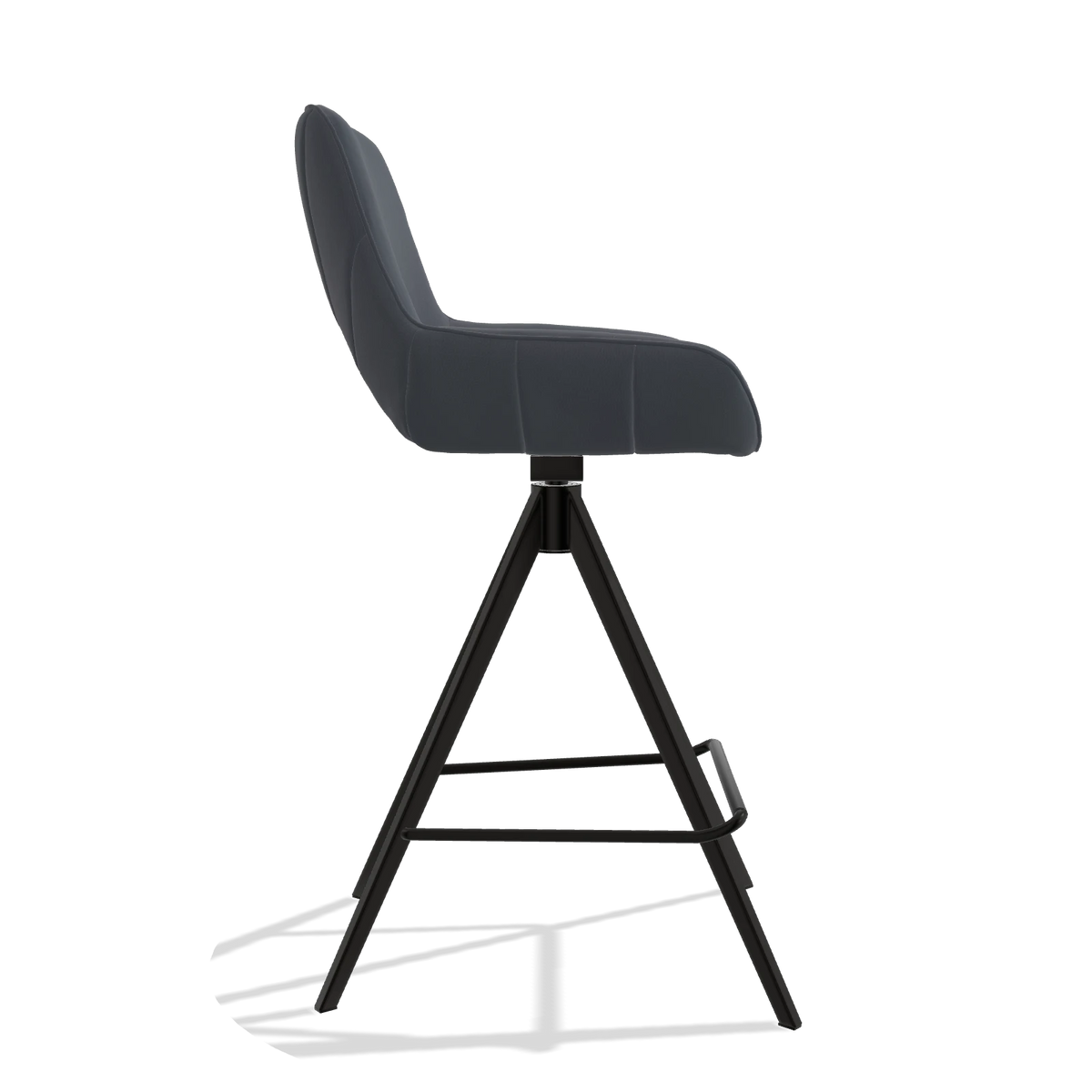 Barstoel Matera 6483 in Leder B961 (donkergrijs), poten in zwart, zijaanzicht