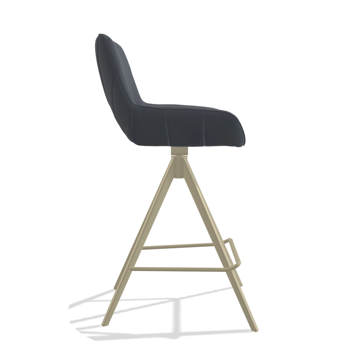 Barstoel Matera 6483 in Leder B961 (donkergrijs), poten in champagne, zijaanzicht