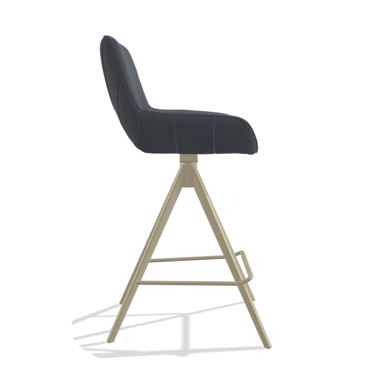Barstoel Matera 6483 in Leder B961 (donkergrijs), poten in champagne, zijaanzicht