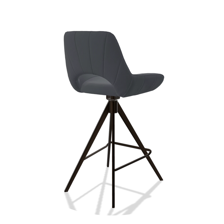 Barstoel Matera 6483 in Leder B961 (donkergrijs), poten in espresso, schuin achteraanzicht