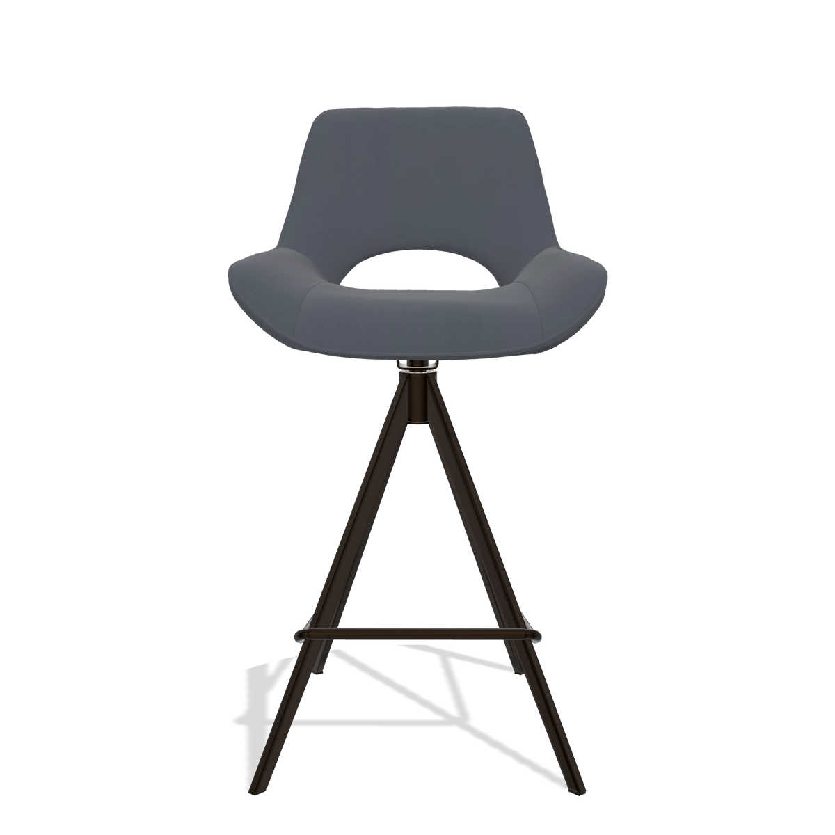 Barstoel Matera 6483 in Leder B961 (donkergrijs), poten in espresso, vooraanzicht