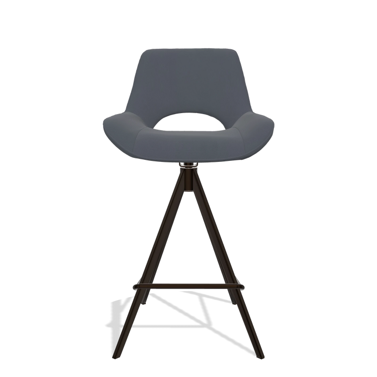 Barstoel Matera 6483 in Leder B961 (donkergrijs), poten in espresso, vooraanzicht