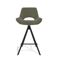Tabouret de bar Matera 6483 en Cuir B962 (gris foncé), pieds en noir, vue de face