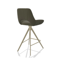 Tabouret de bar Matera 6483 en Cuir B962 (gris foncé), pieds en champagne, vue de trois-quarts arrière