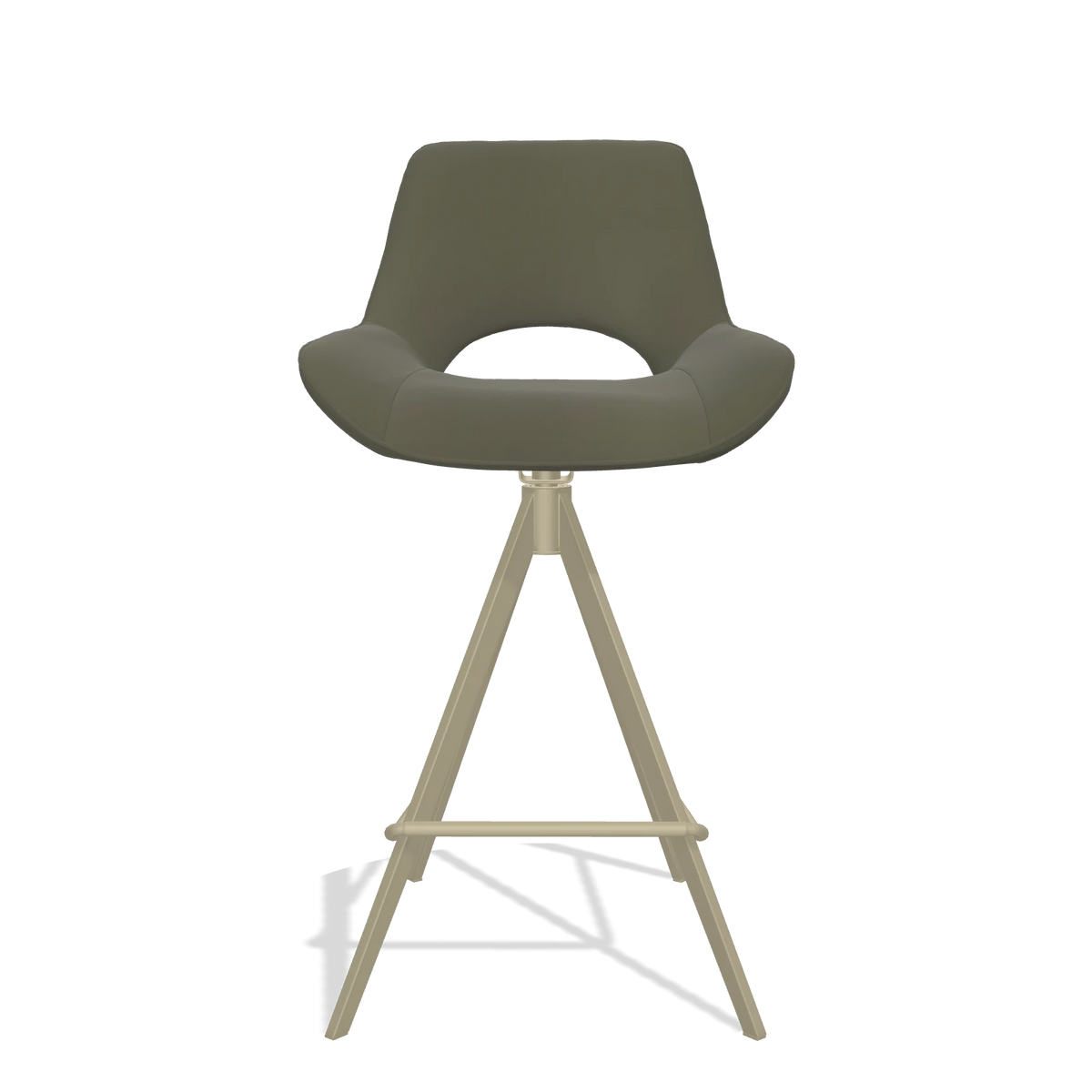 Tabouret de bar Matera 6483 en Cuir B962 (gris foncé), pieds en champagne, vue de face