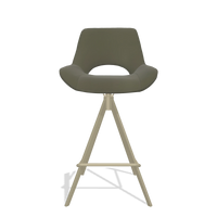 Tabouret de bar Matera 6483 en Cuir B962 (gris foncé), pieds en champagne, vue de face