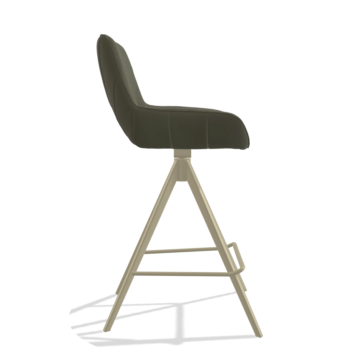 Tabouret de bar Matera 6483 en Cuir B962 (gris foncé), pieds en champagne, vue de profil