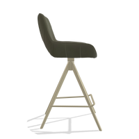 Tabouret de bar Matera 6483 en Cuir B962 (gris foncé), pieds en champagne, vue de profil