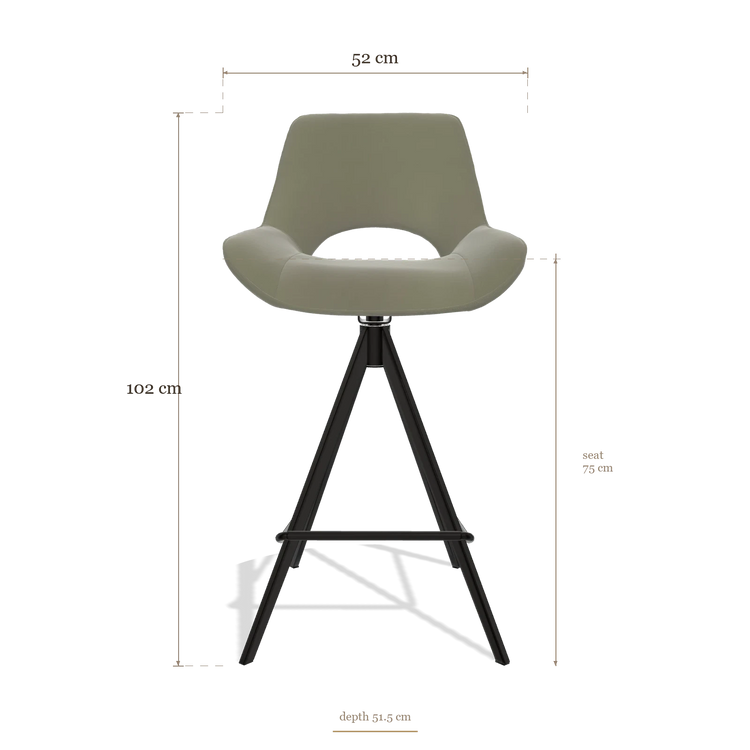 Tabouret de bar Matera 6483, dimensions 52 x 51.5 x 102 cm