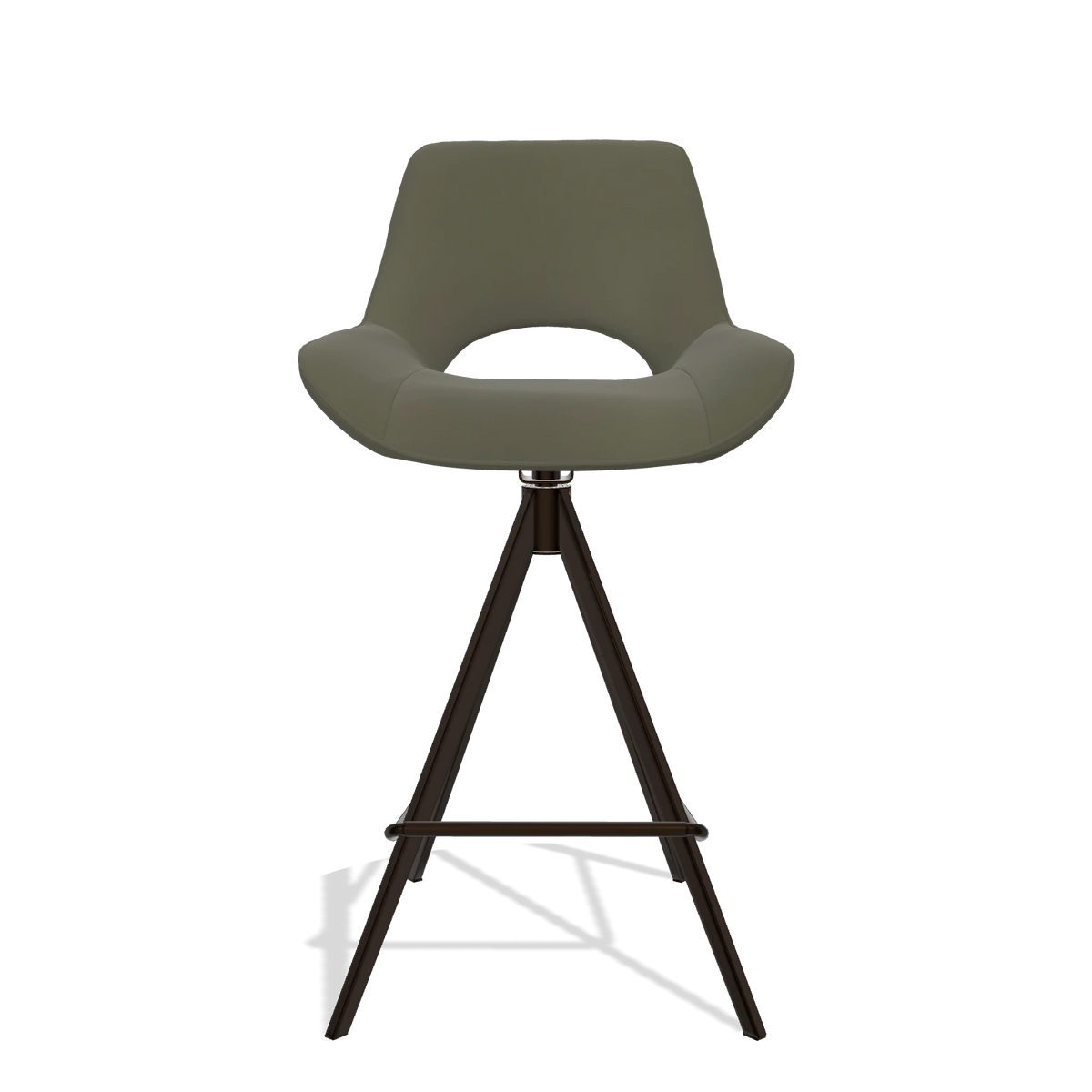 Tabouret de bar Matera 6483 en Cuir B962 (gris foncé), pieds en espresso, vue de face