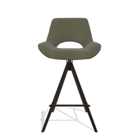 Tabouret de bar Matera 6483 en Cuir B962 (gris foncé), pieds en espresso, vue de face