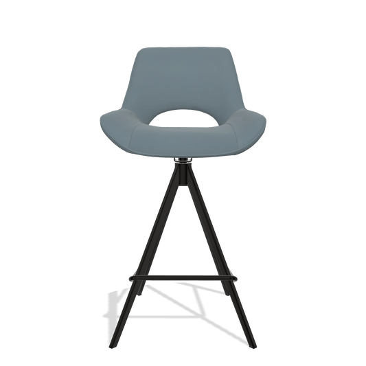 Sgabello da bar Matera 6483 in Pelle B963 (grigio), gambe in nero, vista frontale