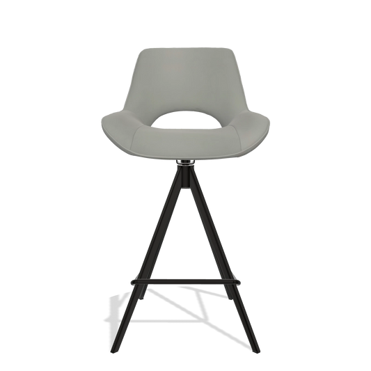 Sgabello da bar Matera 6483 in Pelle B967 (greige), gambe in nero, vista frontale