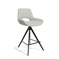 Sgabello da bar Matera 6483 in Pelle B970 (grigio chiaro), gambe in nero, vista angolata