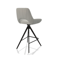 Sgabello da bar Matera 6483 in Pelle B970 (grigio chiaro), gambe in nero, vista posteriore angolata