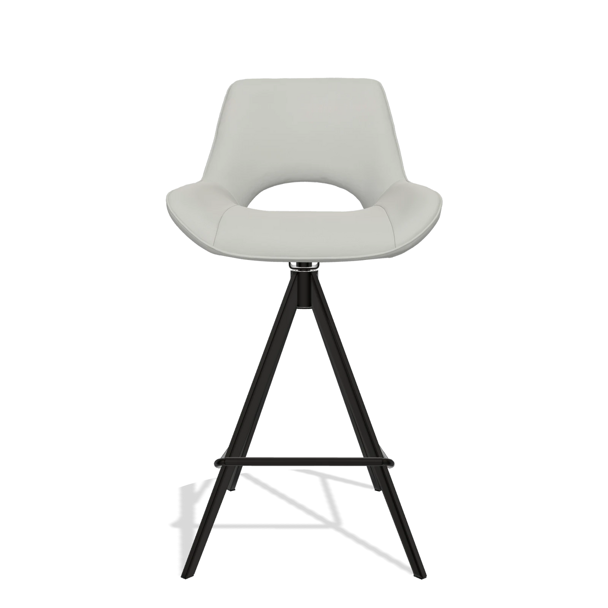 Sgabello da bar Matera 6483 in Pelle B970 (grigio chiaro), gambe in nero, vista frontale