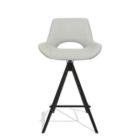 Sgabello da bar Matera 6483 in Pelle B970 (grigio chiaro), gambe in nero, vista frontale