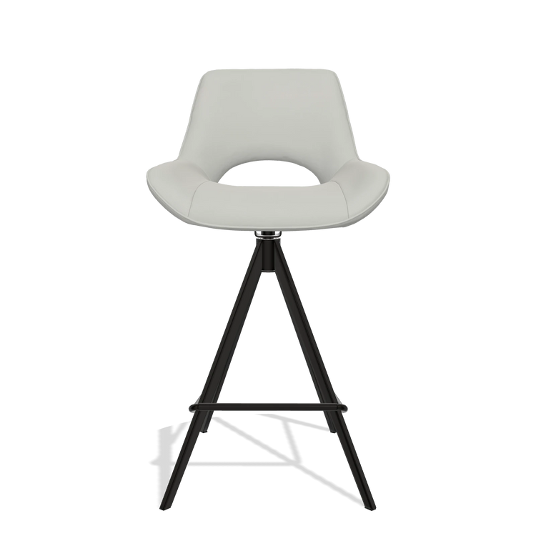 Sgabello da bar Matera 6483 in Pelle B970 (grigio chiaro), gambe in nero, vista frontale