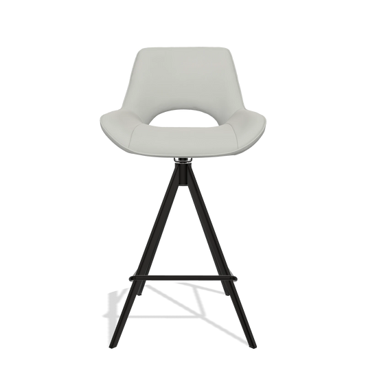 Sgabello da bar Matera 6483 in Pelle B970 (grigio chiaro), gambe in nero, vista frontale