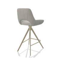 Sgabello da bar Matera 6483 in Pelle B970 (grigio chiaro), gambe in champagne, vista posteriore angolata