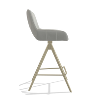 Sgabello da bar Matera 6483 in Pelle B970 (grigio chiaro), gambe in champagne, vista laterale