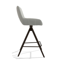 Sgabello da bar Matera 6483 in Pelle B970 (grigio chiaro), gambe in espresso, vista laterale