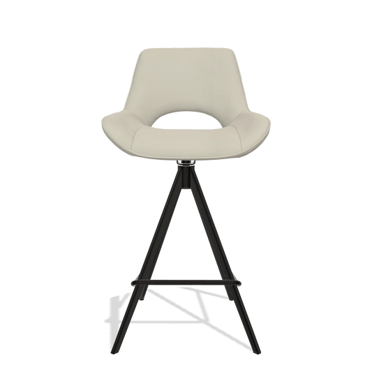 Sgabello da bar Matera 6483 in Pelle B971 (grigio chiaro), gambe in nero, vista frontale