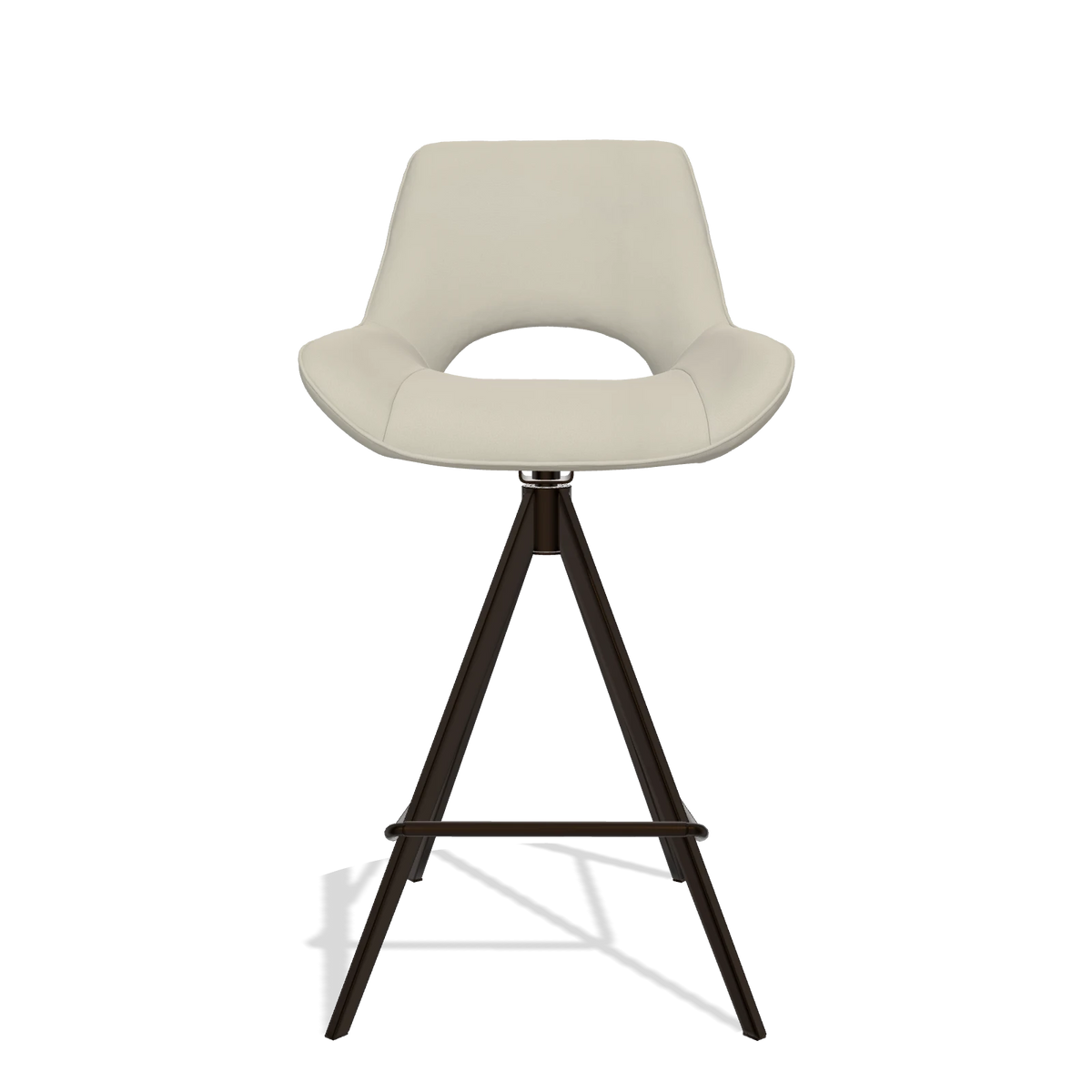 Bar Stool Matera 6483 in Leather B971 (light grey), espresso legs, front view