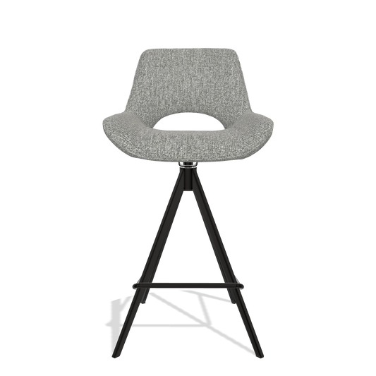 Bar Stool Matera 6483 in Lodge 40 fabric (grey), black legs, front view