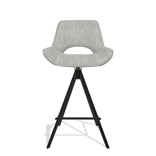 Bar Stool Matera 6483 in Lodge 60 fabric (greige), black legs, front view