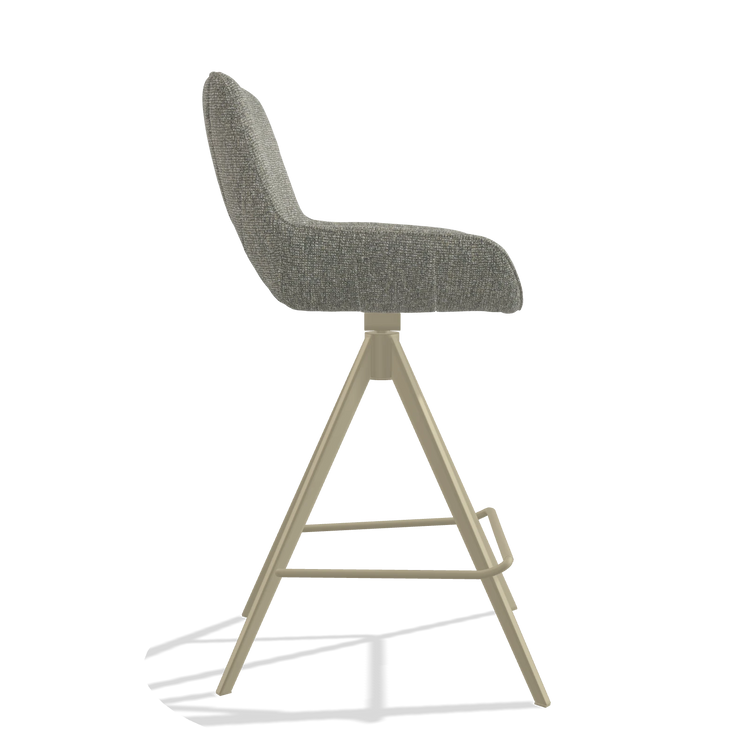 Tabouret de bar Matera 6483 en tissu Lodge 84 (taupe), pieds en champagne, vue de profil