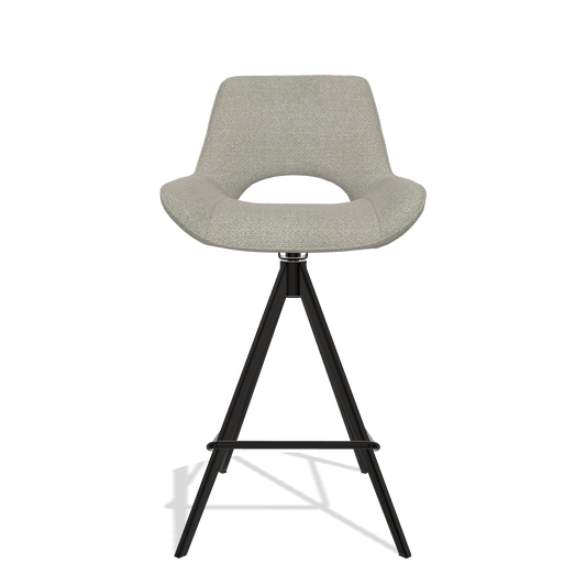 Sgabello da bar Matera 6483 in tessuto Rhythm 01 (verde salvia), gambe in nero, vista frontale