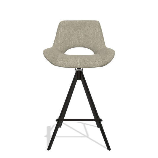 Sgabello da bar Matera 6483 in tessuto Rhythm 10 (verde salvia), gambe in nero, vista frontale