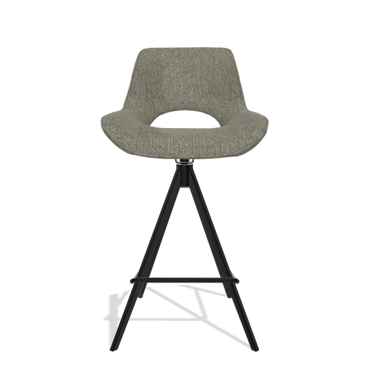 Sgabello da bar Matera 6483 in tessuto San Remo 103 (grigio scuro), gambe in nero, vista frontale
