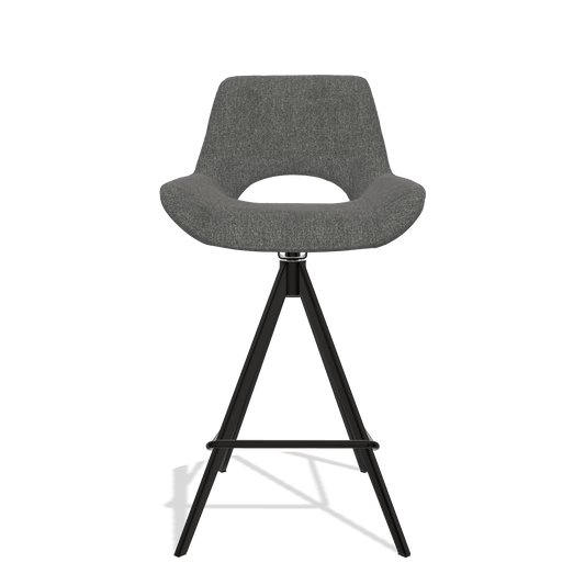 Sgabello da bar Matera 6483 in tessuto San Remo 800 (antracite), gambe in nero, vista frontale