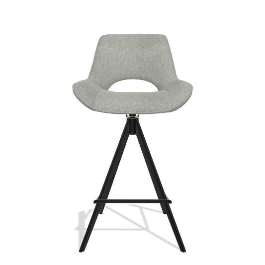 Sgabello da bar Matera 6483 in tessuto San Remo 901 (grigio), gambe in nero, vista frontale