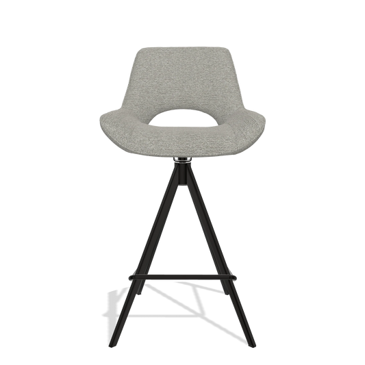 Sgabello da bar Matera 6483 in tessuto Sneak 01 (grigio), gambe in nero, vista frontale