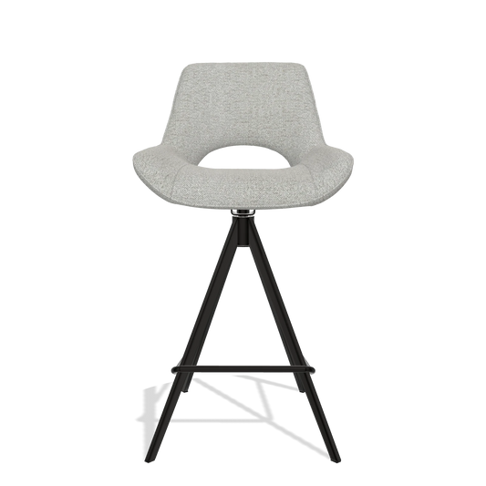 Sgabello da bar Matera 6483 in tessuto Sneak 05 (greige), gambe in nero, vista frontale
