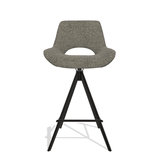 Sgabello da bar Matera 6483 in tessuto Sneak 10 (grigio scuro), gambe in nero, vista frontale