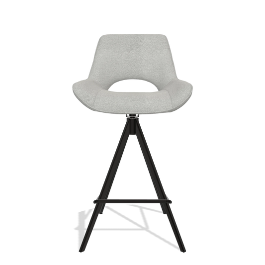 Sgabello da bar Matera 6483 in tessuto Sneak 110 (greige), gambe in nero, vista frontale