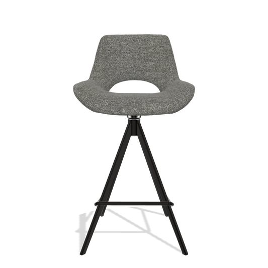 Sgabello da bar Matera 6483 in tessuto Sneak 12 (grigio scuro), gambe in nero, vista frontale