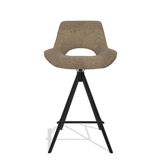 Sgabello da bar Matera 6483 in tessuto Sneak 16 (oliva), gambe in nero, vista frontale