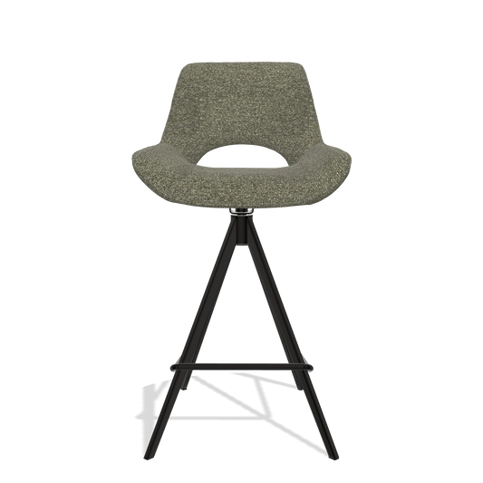 Sgabello da bar Matera 6483 in tessuto Sneak 59 (grigio scuro), gambe in nero, vista frontale