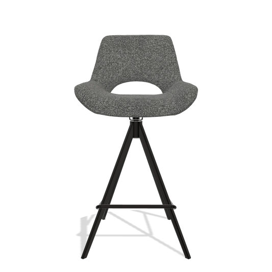 Sgabello da bar Matera 6483 in tessuto Sneak 65 (grigio scuro), gambe in nero, vista frontale
