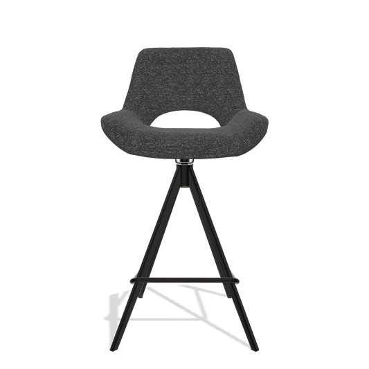 Sgabello da bar Matera 6483 in tessuto Sneak 67 (nero), gambe in nero, vista frontale