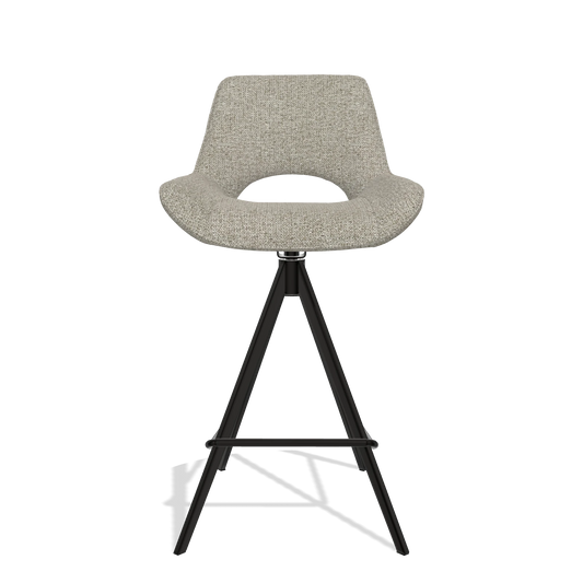 Sgabello da bar Matera 6483 in tessuto Taurus 05 (verde salvia), gambe in nero, vista frontale