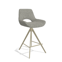 Bar Stool Matera 6483 in Taurus 65 fabric (taupe), champagne legs, angled view