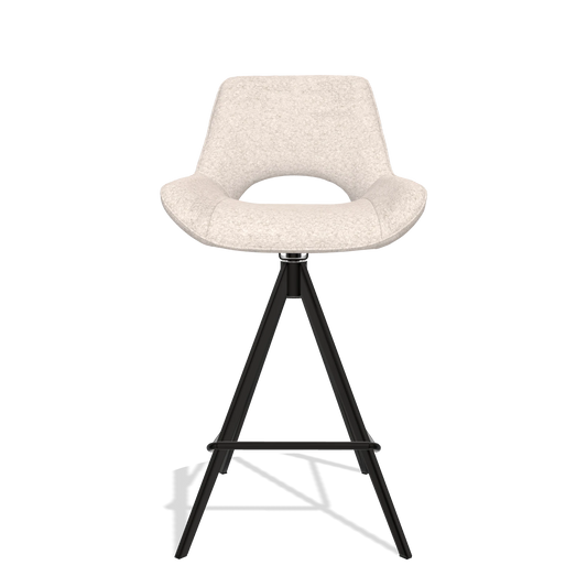 Sgabello da bar Matera 6483 in tessuto Venga 102 (grigio chiaro), gambe in nero, vista frontale